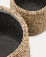 SIGAL set of 2 cement plant pots in a natural finish, Ø 24 cm / 31 cm