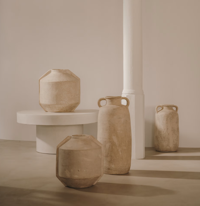 MEJA beige papier-mâché vase 47 cm