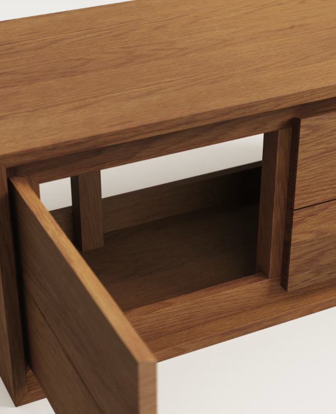 KENTA Bathroom furniture in solid teak wood with a walnut finish