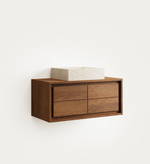 KENTA Bathroom furniture in solid teak wood with a walnut finish