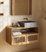 SABIELA solid teak bathroom cabinet 86 x 45 cm