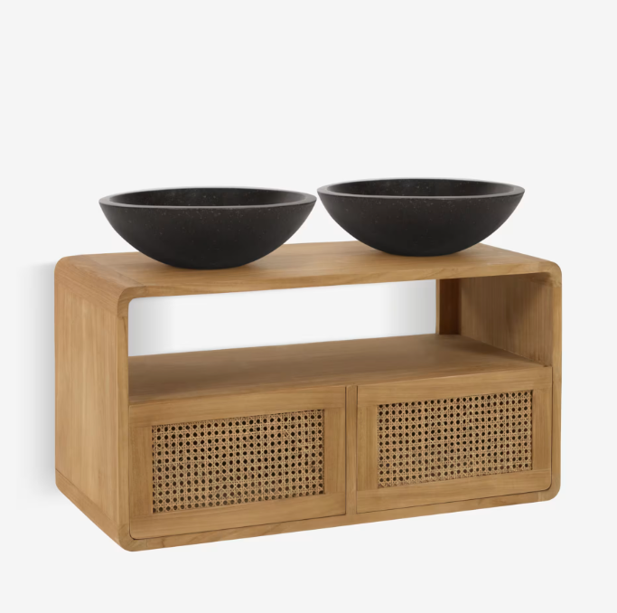 SABIELA solid teak bathroom cabinet 86 x 45 cm