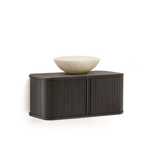 MAILEN bathroom cupboard in ash veneer in a dark finish, 90 x 45 cm