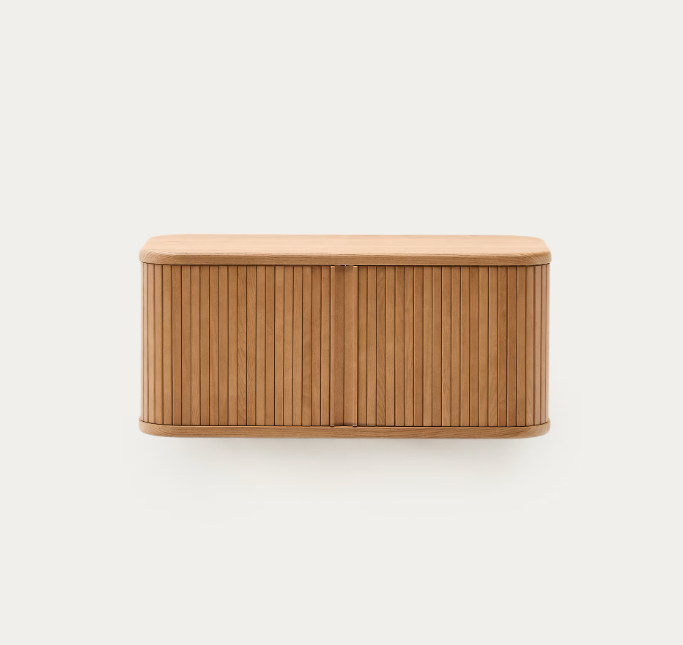 MAILEN bathroom cupboard in ash veneer in a natural finish, 90 x 45 cm