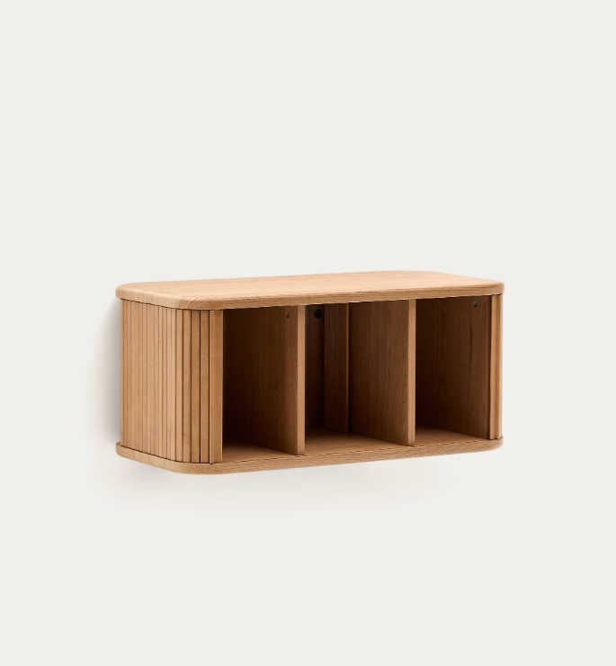 MAILEN bathroom cupboard in ash veneer in a natural finish, 90 x 45 cm