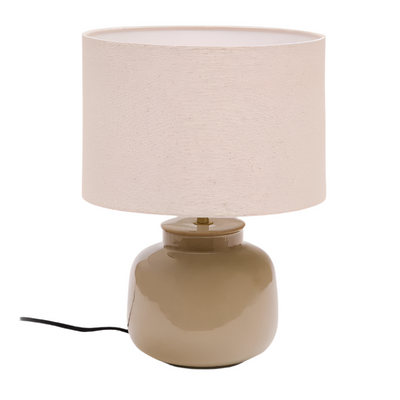 TAY Green ceramic and beige linen table lamp