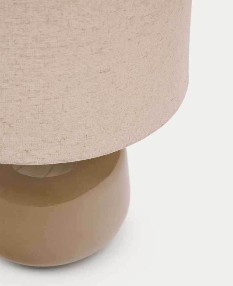 TAY Zelena keramička i bež lanena stolna lampa