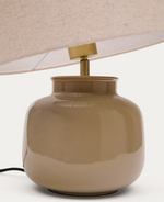 TAY Zelena keramička i bež lanena stolna lampa