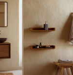 SHAMEL Set od 2 police od punog tikovine s završnom obradom oraha, 50 x 5 cm