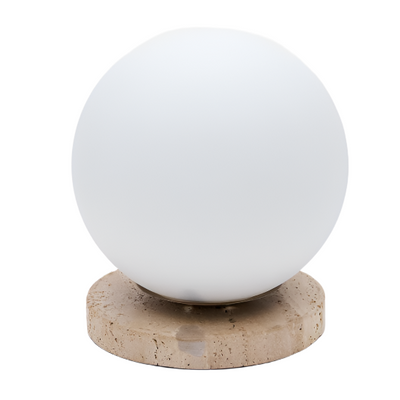MALACHI Table lamp with glazed glass and travertine stone