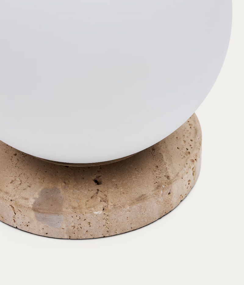 MALACHI Stolna lampa s glaziranim staklom i travertinom