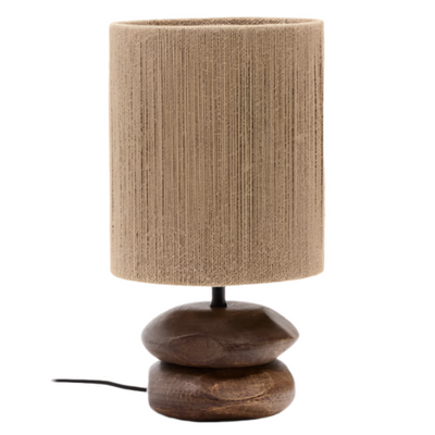 KOR Table lamp made of jute and acacia wood in a dark finish