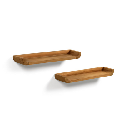 SHAMEL set of 2 solid teak shelves 50 x 5 cm