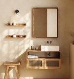 SHAMEL Set od 2 police od masivne tikovine 50 x 5 cm