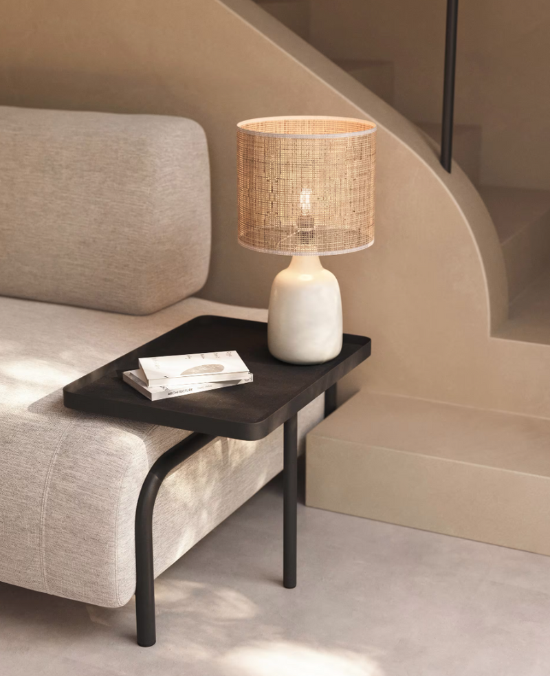 ERNA Stolna lampa od bijele keramike i bambusa s prirodnom završnom obradom