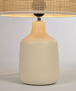 ERNA Stolna lampa od bijele keramike i bambusa s prirodnom završnom obradom