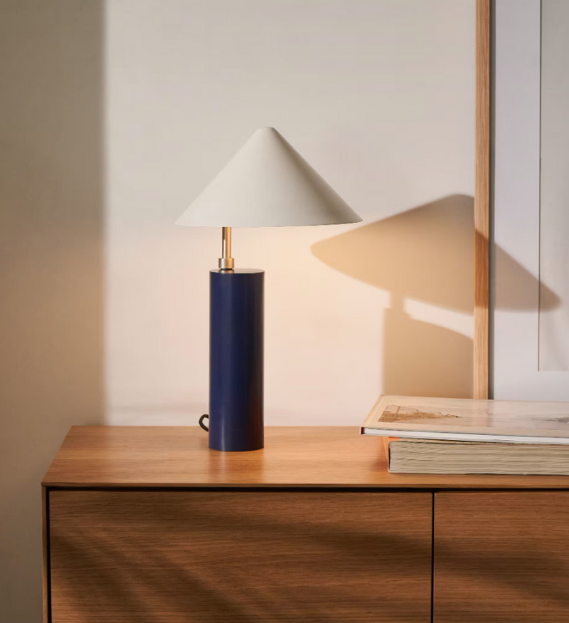 SHIVA Metalna stolna lampa s plavo-bijelom završnom obradom