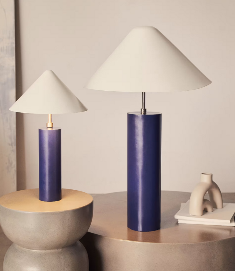 SHIVA Metalna stolna lampa s plavo-bijelom završnom obradom