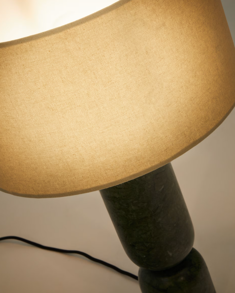 VEX Stolna lampa od zelenog mramora sa sivim lanenim sjenilom