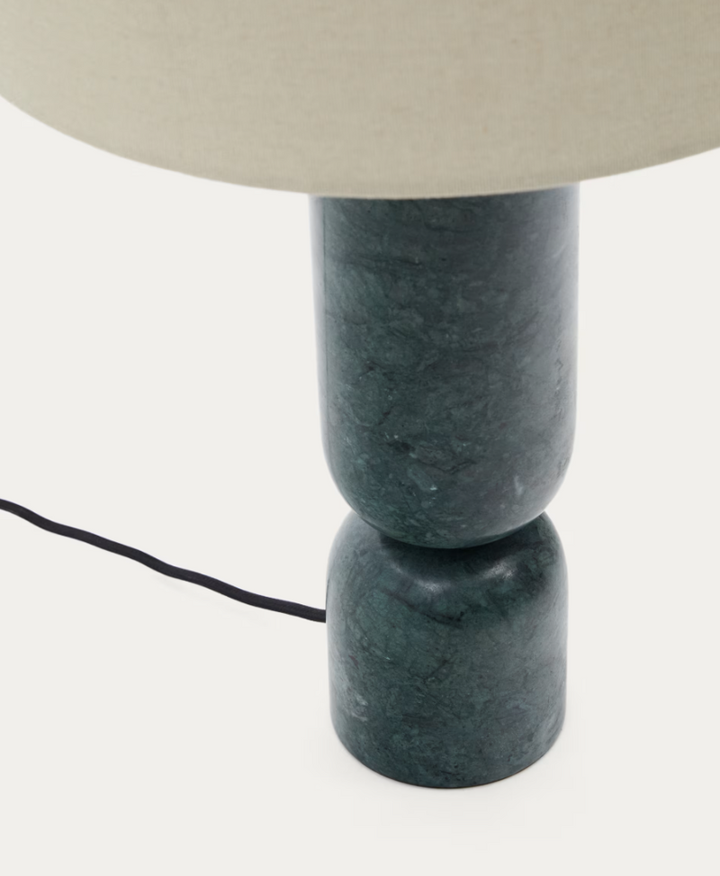 VEX Stolna lampa od zelenog mramora sa sivim lanenim sjenilom