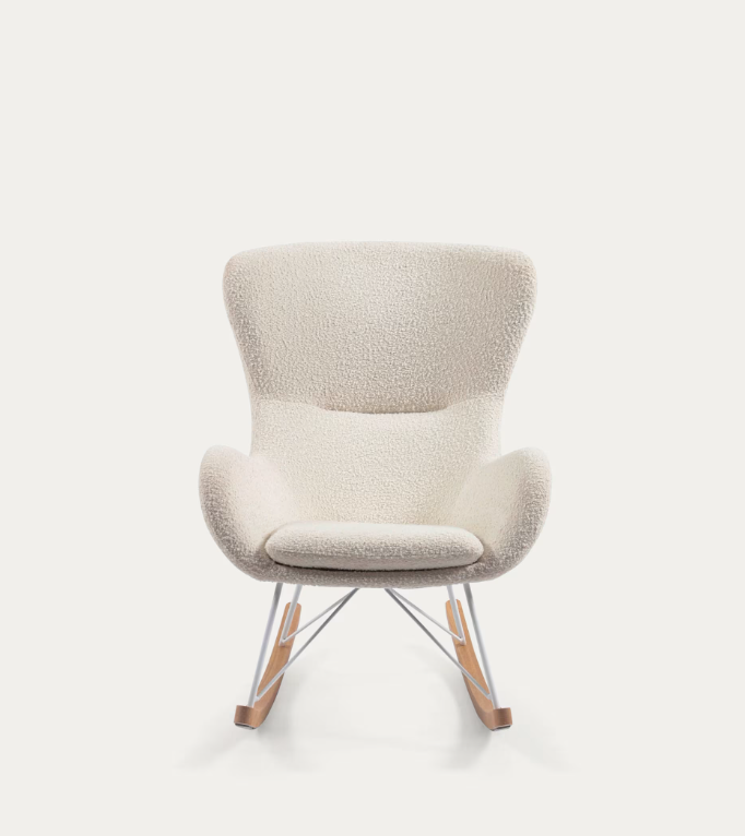 VANIA Stolica za ljuljanje u bijelom boucléu