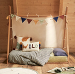 MARALIS teepee bed made of solid beech wood with a natural finish