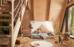 MARALIS teepee bed made of solid beech wood with a natural finish