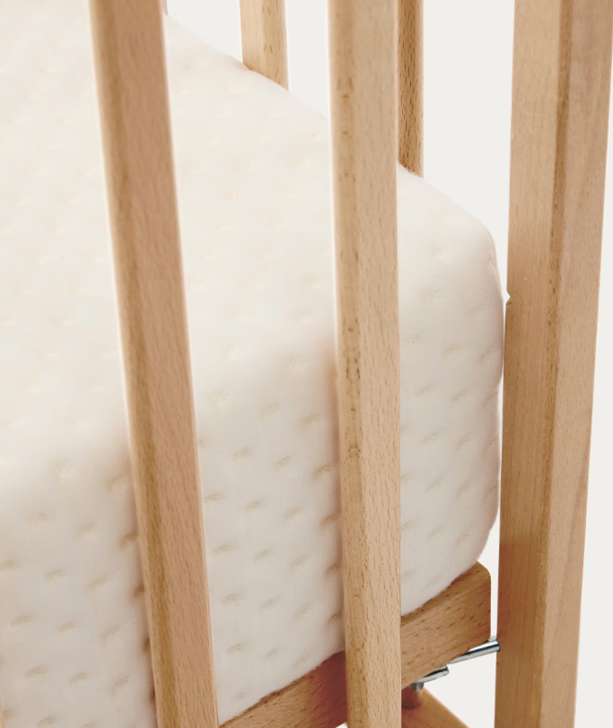 SHANTAL solid ash wood cot in natural finish, 60 x 120 cm