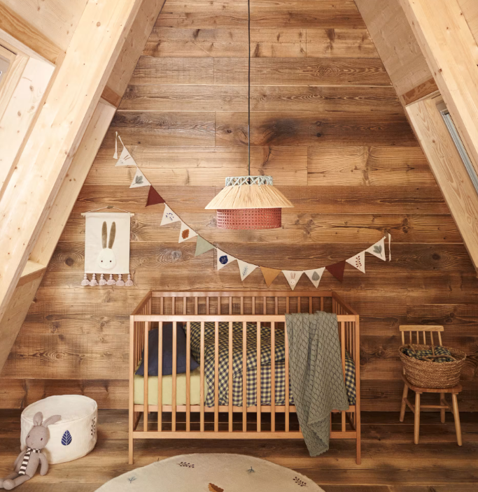 SHANTAL solid ash wood cot in natural finish, 60 x 120 cm