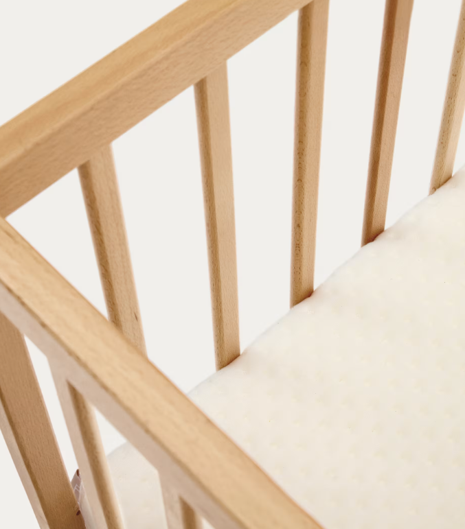 SHANTAL solid ash wood cot in natural finish, 60 x 120 cm