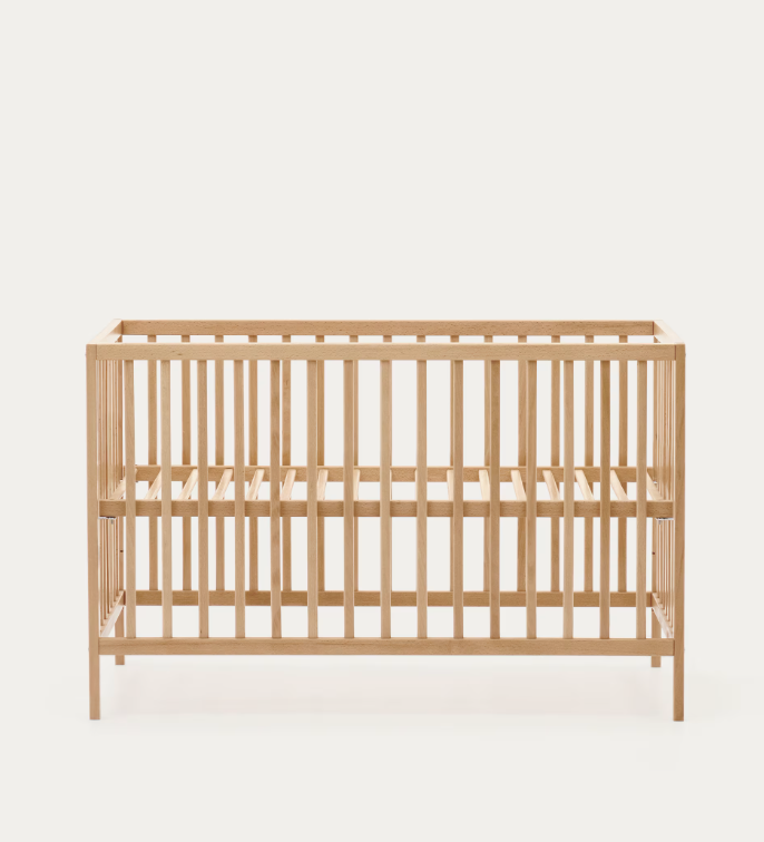SHANTAL solid ash wood cot in natural finish, 60 x 120 cm