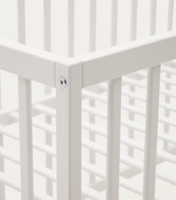 SHANTAL solid ash wood cot in white finish, 60 x 120 cm