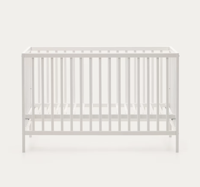SHANTAL solid ash wood cot in white finish, 60 x 120 cm