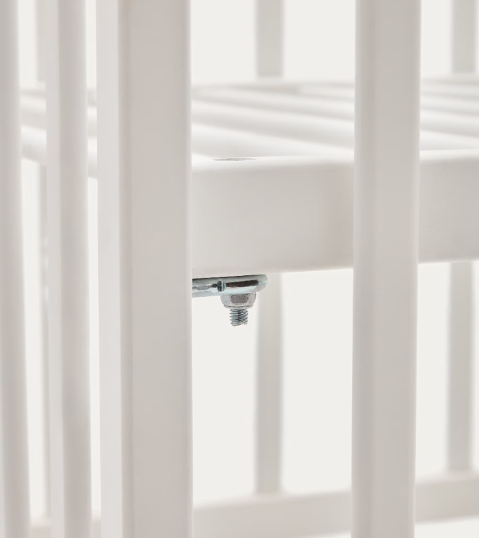 SHANTAL solid ash wood cot in white finish, 60 x 120 cm