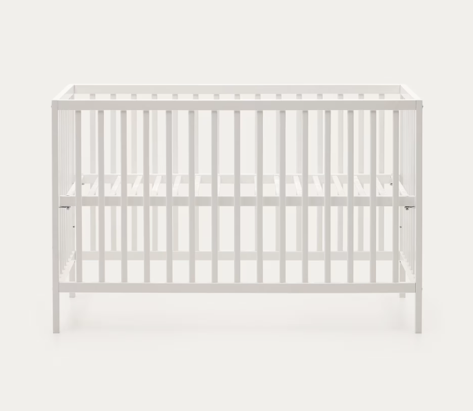 SHANTAL solid ash wood cot in white finish, 60 x 120 cm
