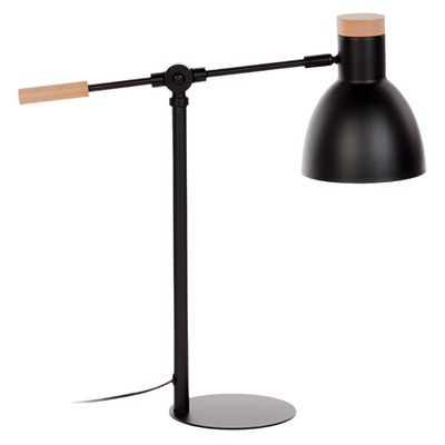 TESCARLE Table lamp in beech wood and steel with black finish
