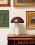 ZORIONE Table lamp in white marble and metal, with a painted brown finish