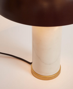 ZORIONE Table lamp in white marble and metal, with a painted brown finish