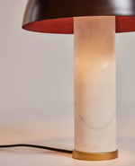 ZORIONE Table lamp in white marble and metal, with a painted brown finish