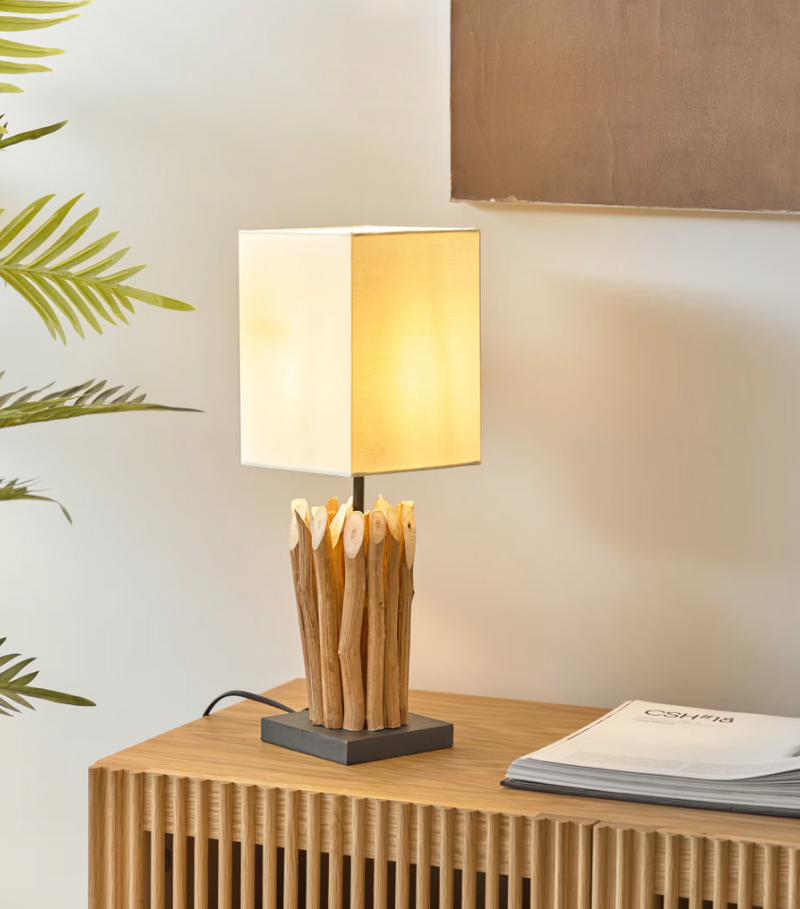 BOOP Table lamp made of solid red wood and rubberwood