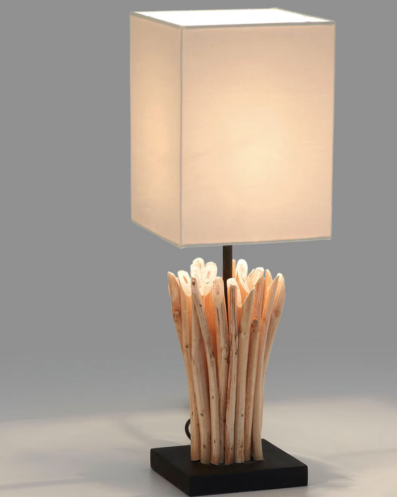 BOOP Table lamp made of solid red wood and rubberwood