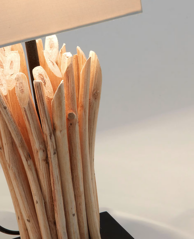 BOOP Table lamp made of solid red wood and rubberwood