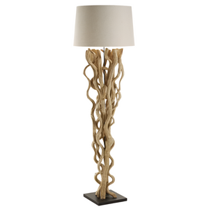 NUBA Floor lamp in vine wood with white lampshade
