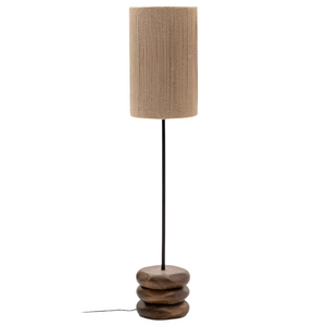 KOR Floor lamp made of jute and acacia wood in a dark finish
