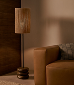 KOR Podna lampa od jute i akacije u tamnoj završnoj obradi