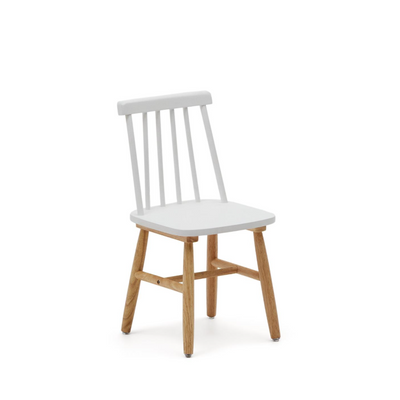 TRESSIA kids chair in solid rubber wood with white and natural finish