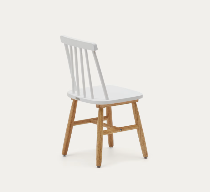 TRESSIA kids chair in solid rubber wood with white and natural finish