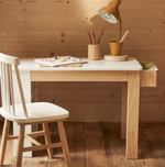 SERWA desk in white MDF and solid pine legs and details