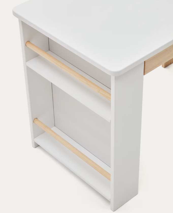 SERWA desk in white MDF and solid pine legs and details