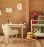 SERWA desk in white MDF and solid pine legs and details